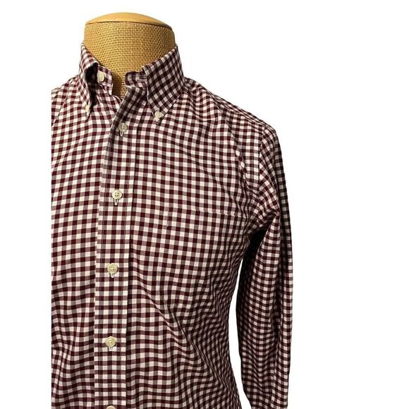 Brooks‎ Brothers Long Sleeve Dress Shirt Non Iron Purple Gingham Size Small - Picture 2 of 8